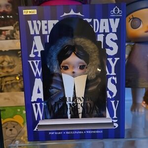 Pop Mart Skullpanda Wednesday Doll with Black and Gray Outfit